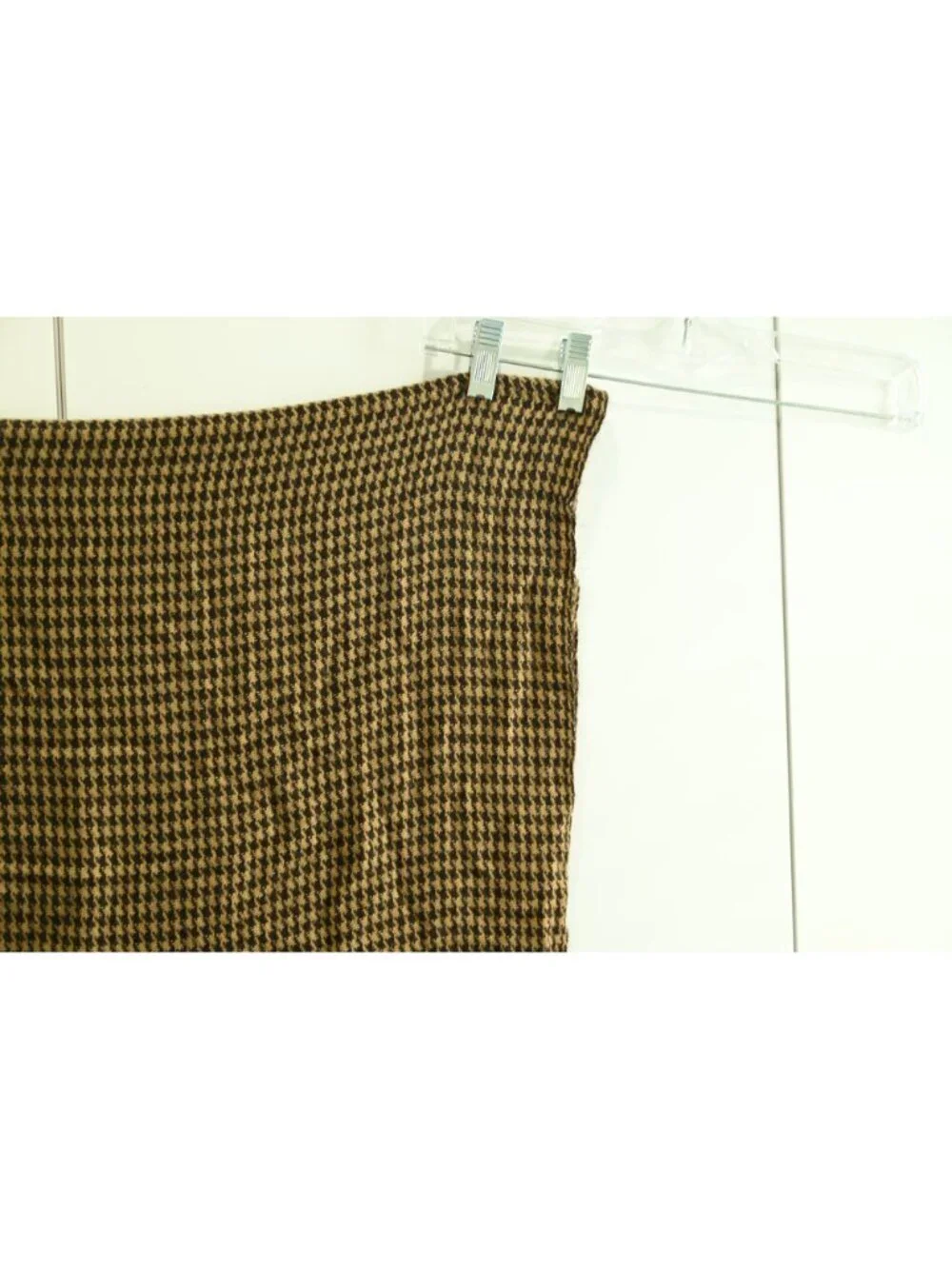 Unbranded Houndstooth Rectangle Scarf Brown Tan Fringe Soft Cozy Wrap Winter